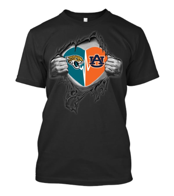 Jacksonville Jaguars Auburn Tigers Heart T-Shirt