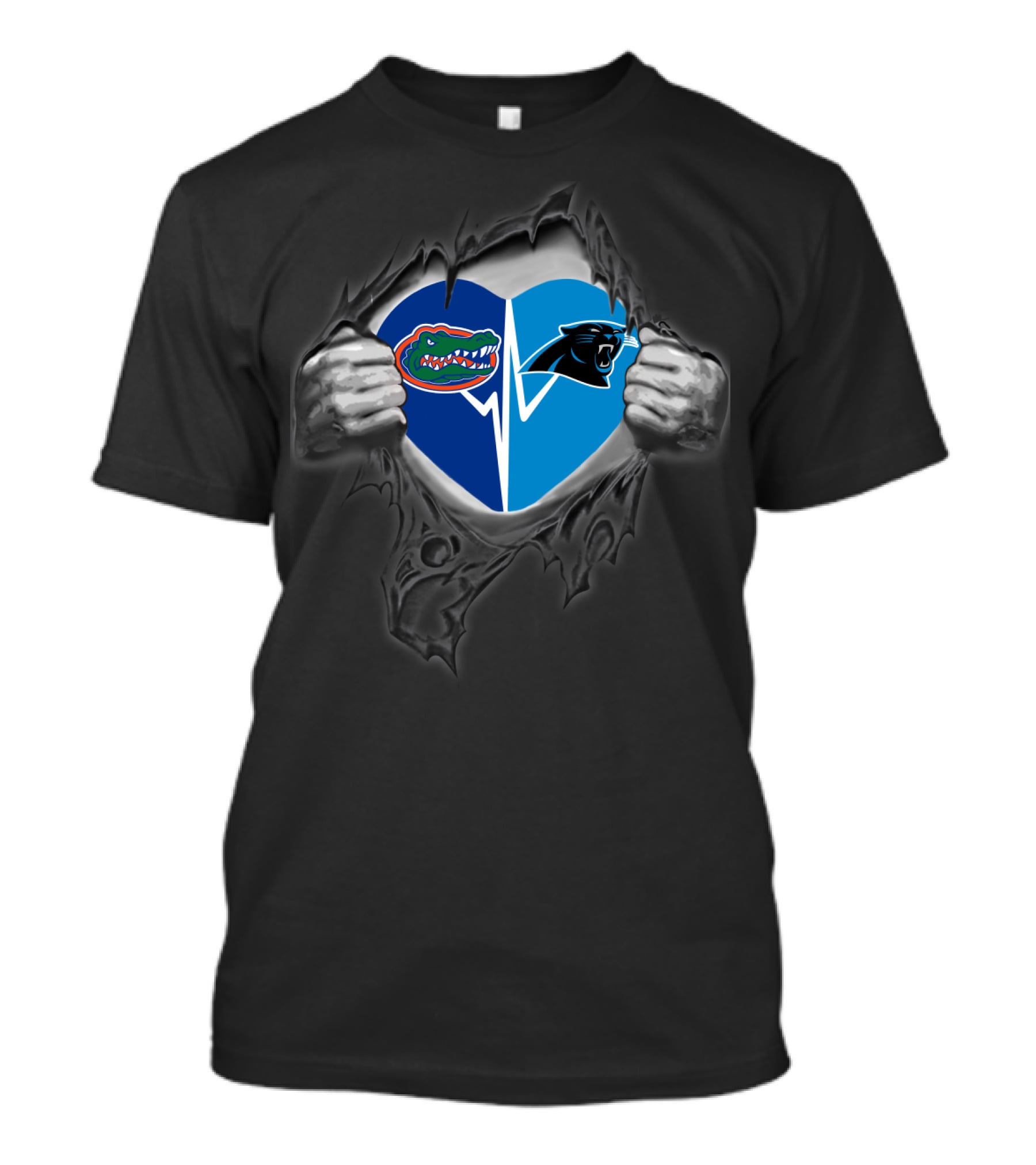 Florida Gators Carolina Panthers Heartbeat Fan Pride T-Shirt