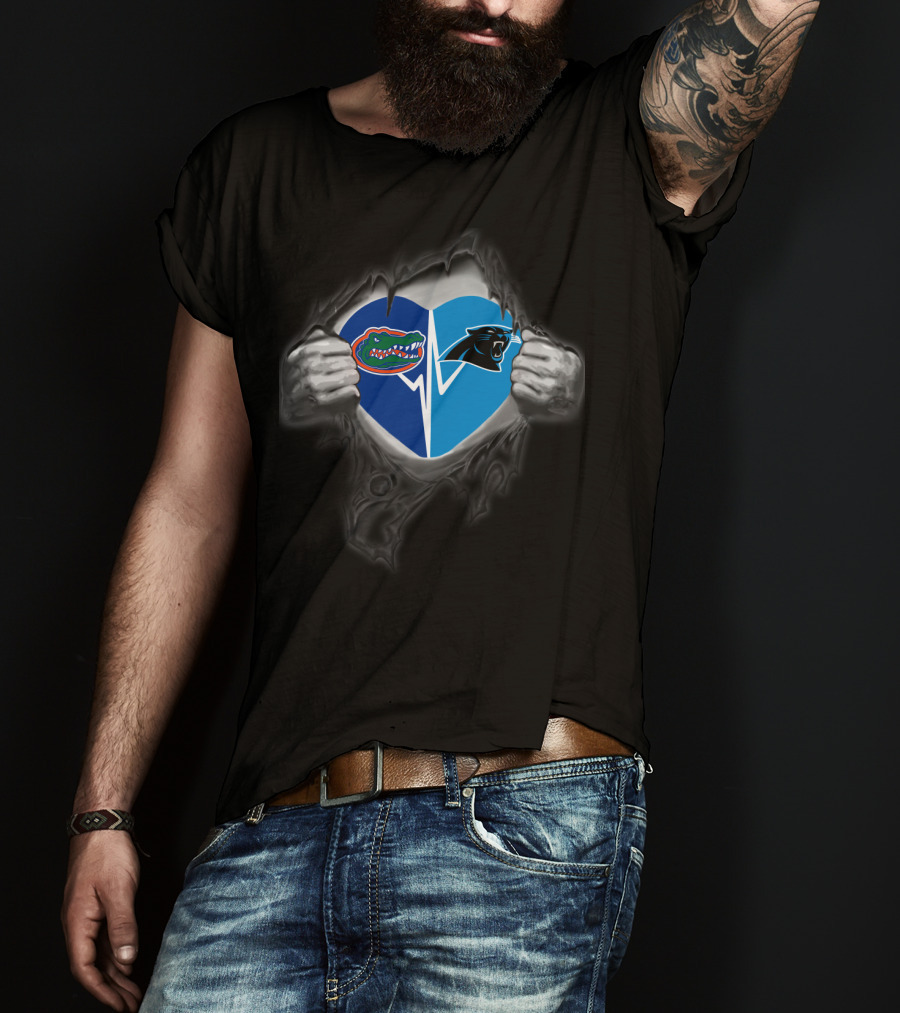 Florida Gators Carolina Panthers Heartbeat Fan Pride T-Shirt