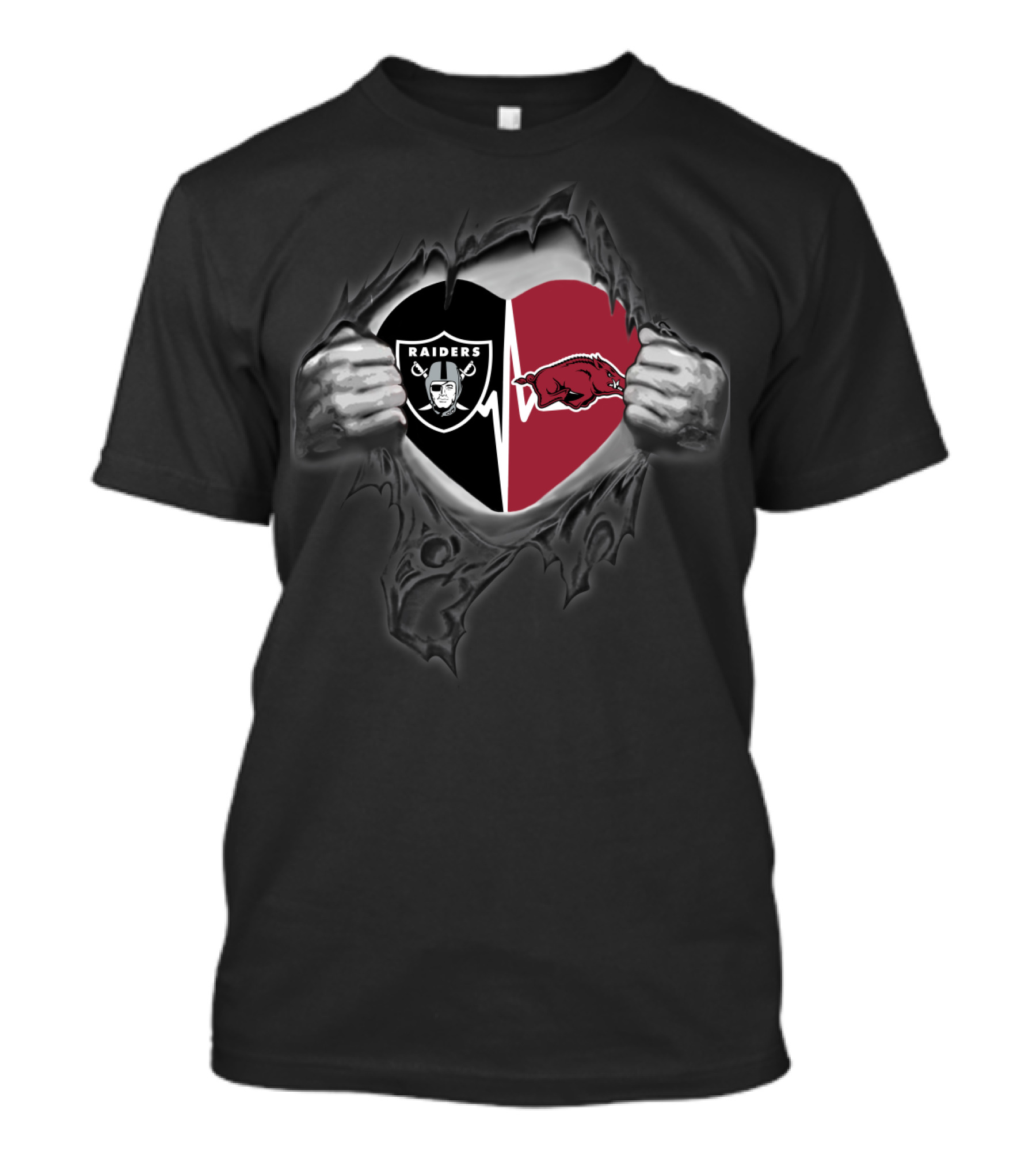 Raiders Arkansas Razorbacks Heart Dual Loyalty Fan Passion T-Shirt