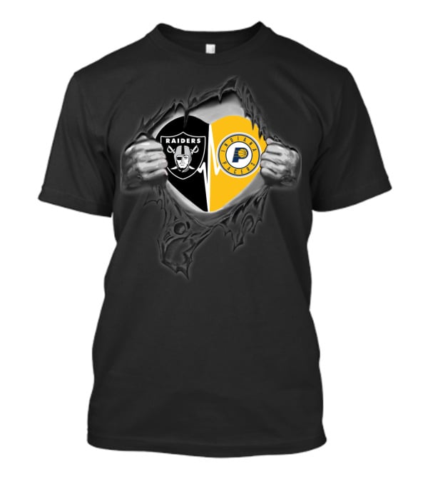 Raiders And Indiana Pacers Fan Dual Logo Reveal T-Shirt
