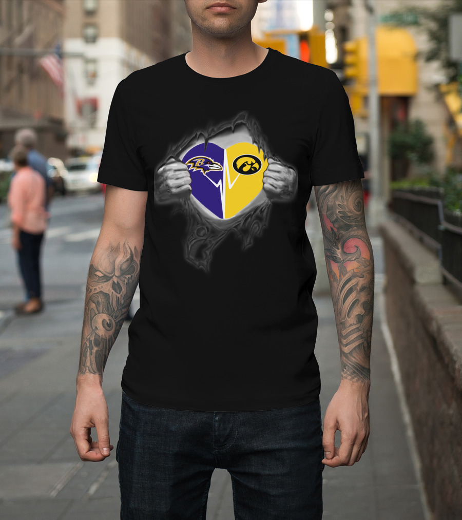 Baltimore Ravens Iowa Hawkeyes Heart T-Shirt