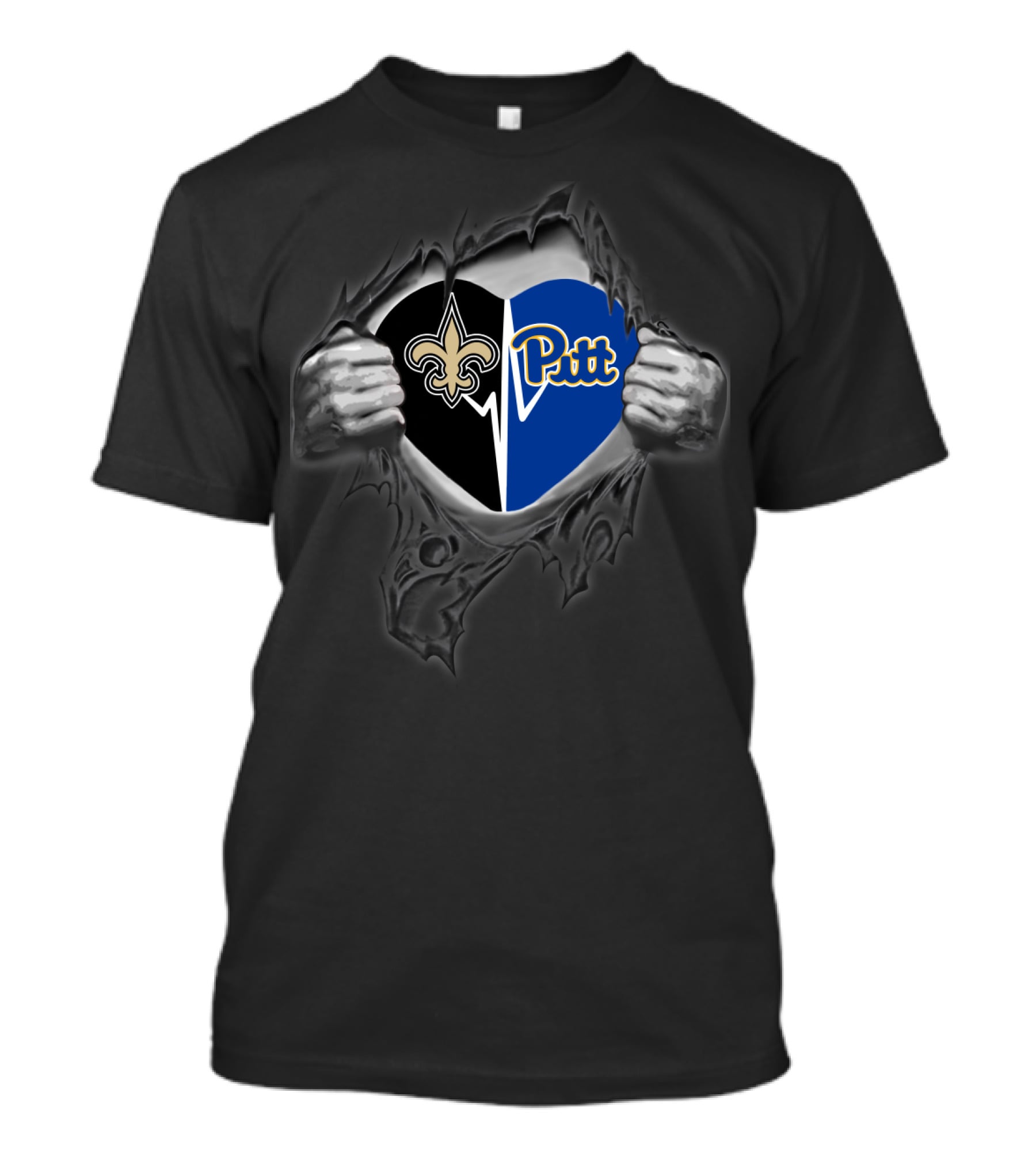 Saints Pitt Panthers Heart Logo Combination T-Shirt