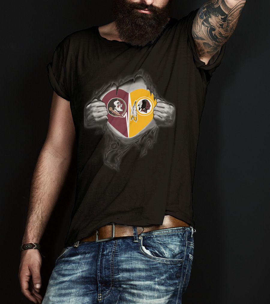 Seminoles Redskins Heart Pull T-Shirt