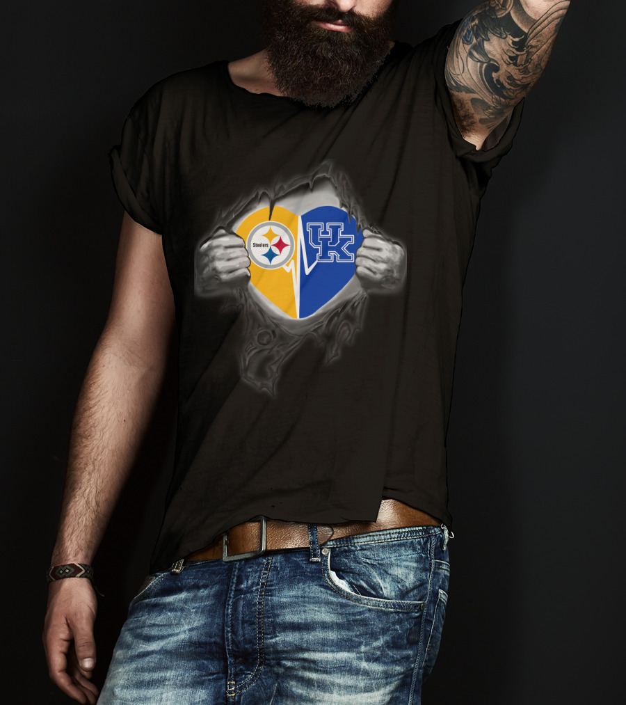Steelers Heart Kentucky Wildcats Fan Combination T-Shirt