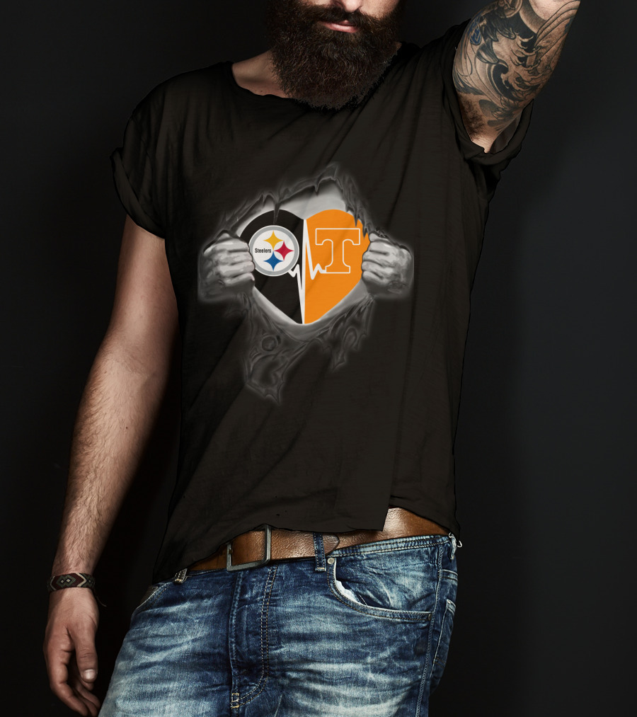 Steelers Tennessee Volunteers Heart Logo Fusion T-Shirt