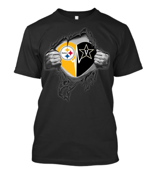Steelers Vanderbilt Commodores Heart Logo Fusion T-Shirt