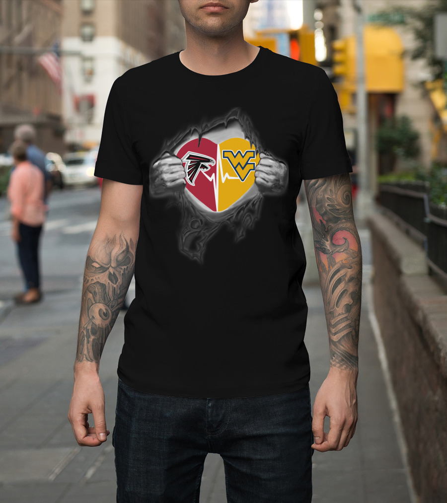 Atlanta Falcons West Virginia Mountaineers Heart T-Shirt