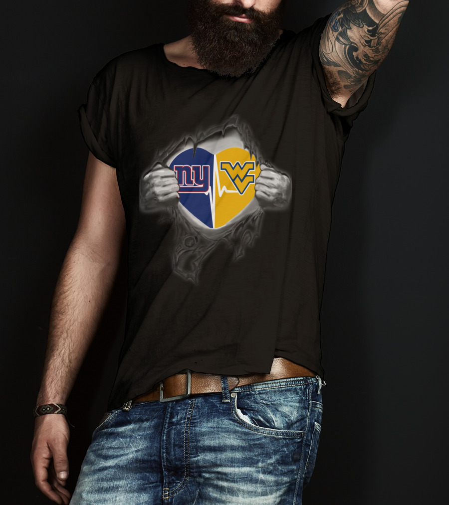 Giants West Virginia Mountaineers Heart T-Shirt