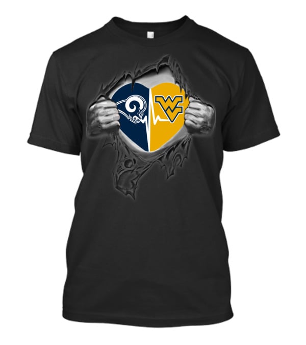 Rams Heart Split With West Virginia Mountaineers T-Shirt