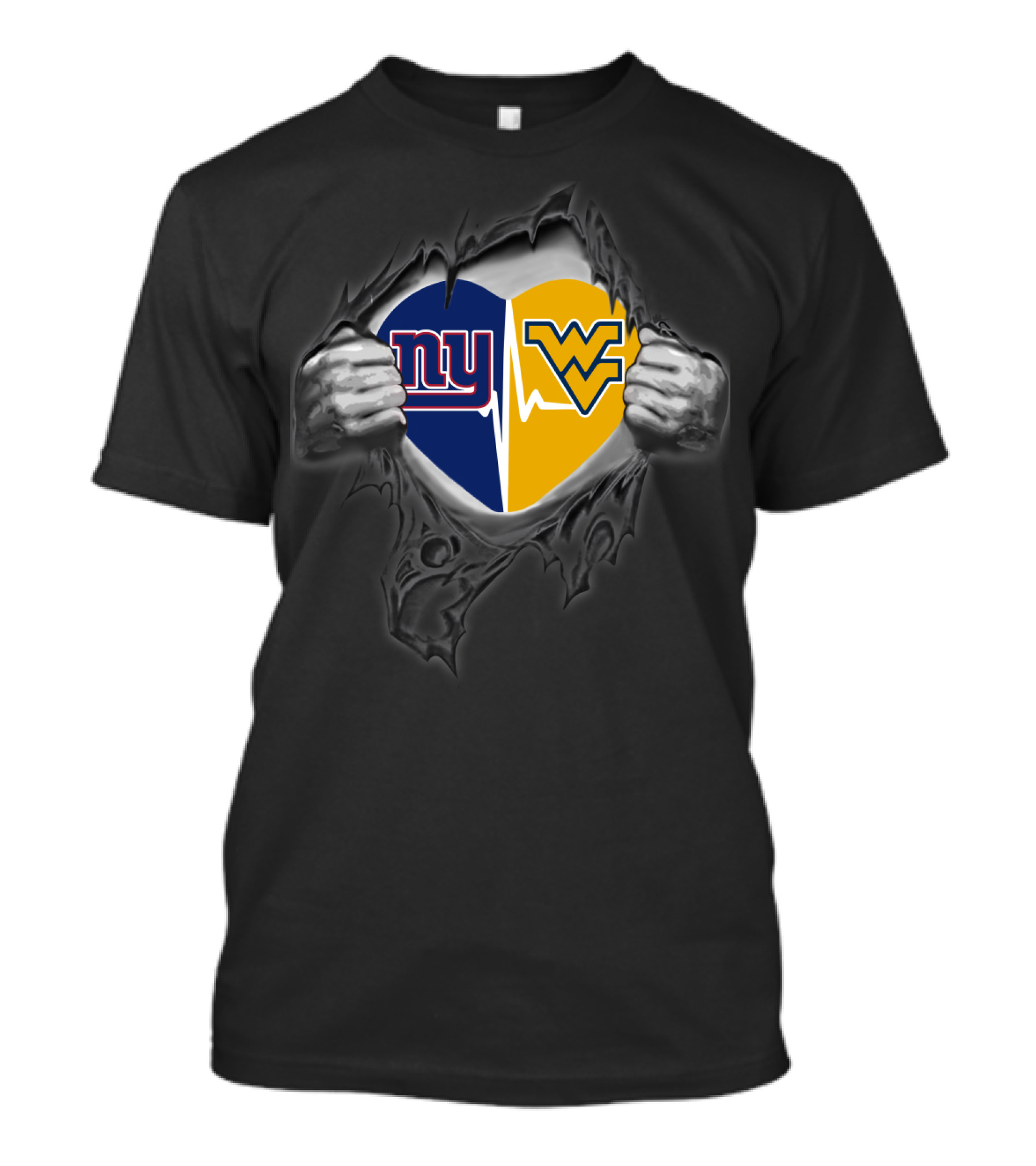 Ny Giants West Virginia Mountaineers Heart T-Shirt
