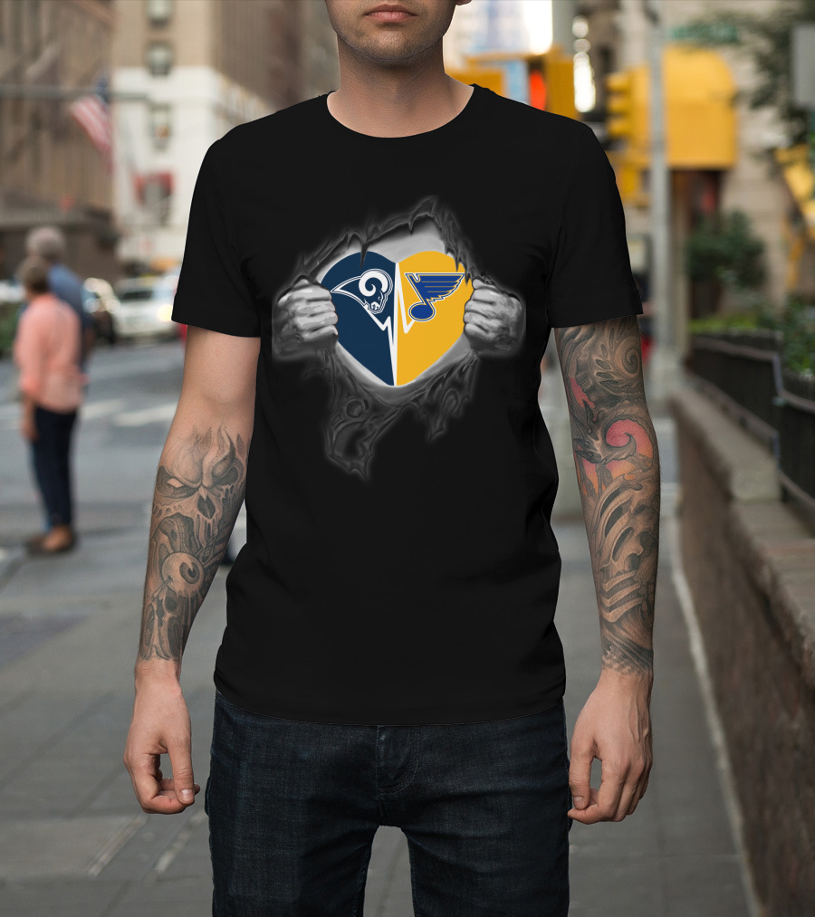Rams Blues Heart Torn T-Shirt