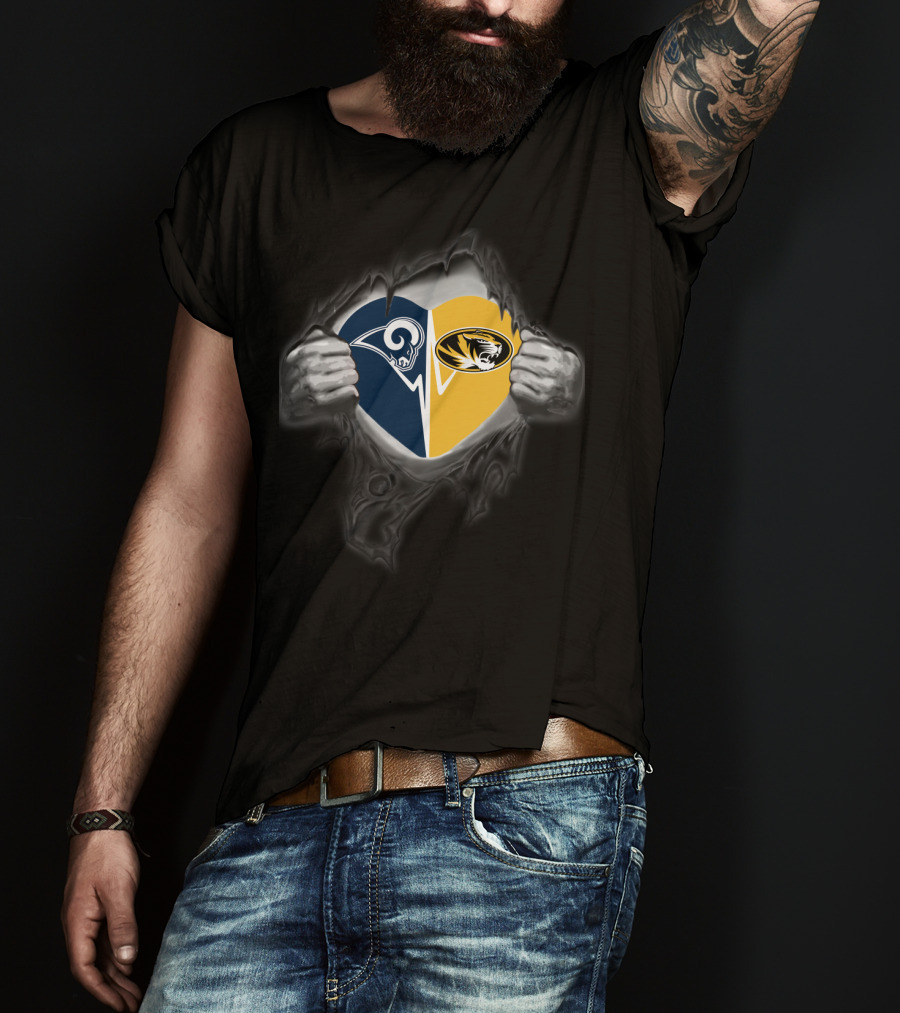 Rams Missouri Tigers Heart Split T-Shirt