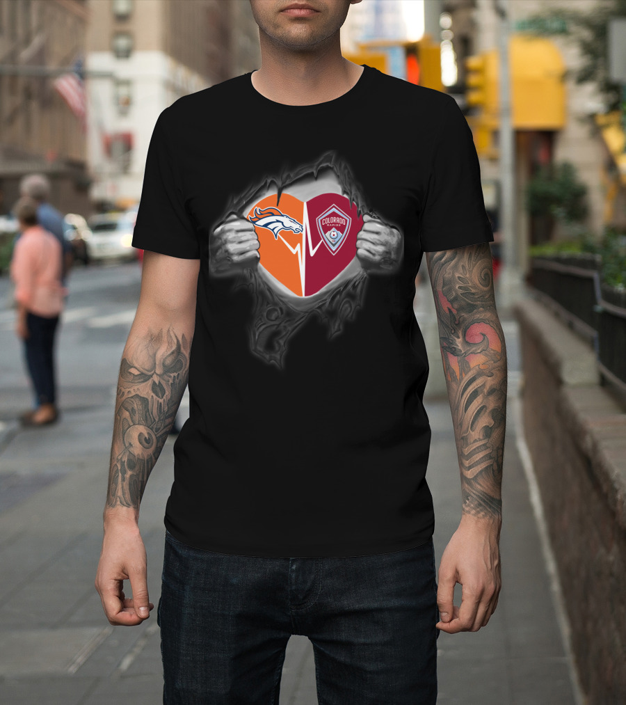 Broncos Colorado Rapids Heart Logo Fusion T-Shirt