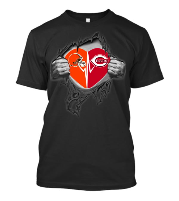 Browns Reds Heart Logo Tear T-Shirt