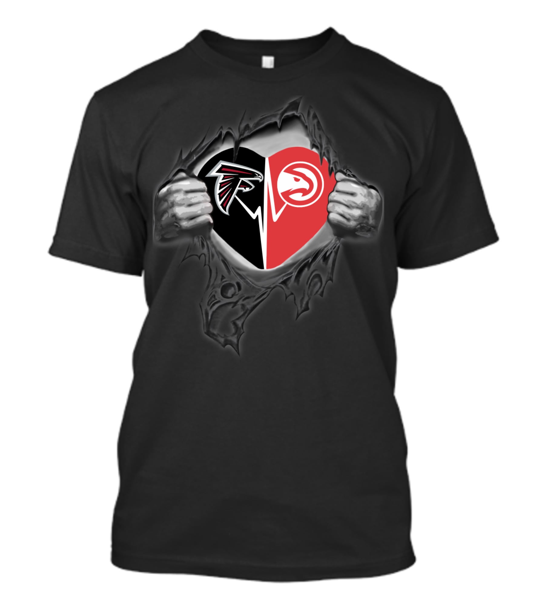Falcons Atlanta Hawks Heart Logo Combo T-Shirt