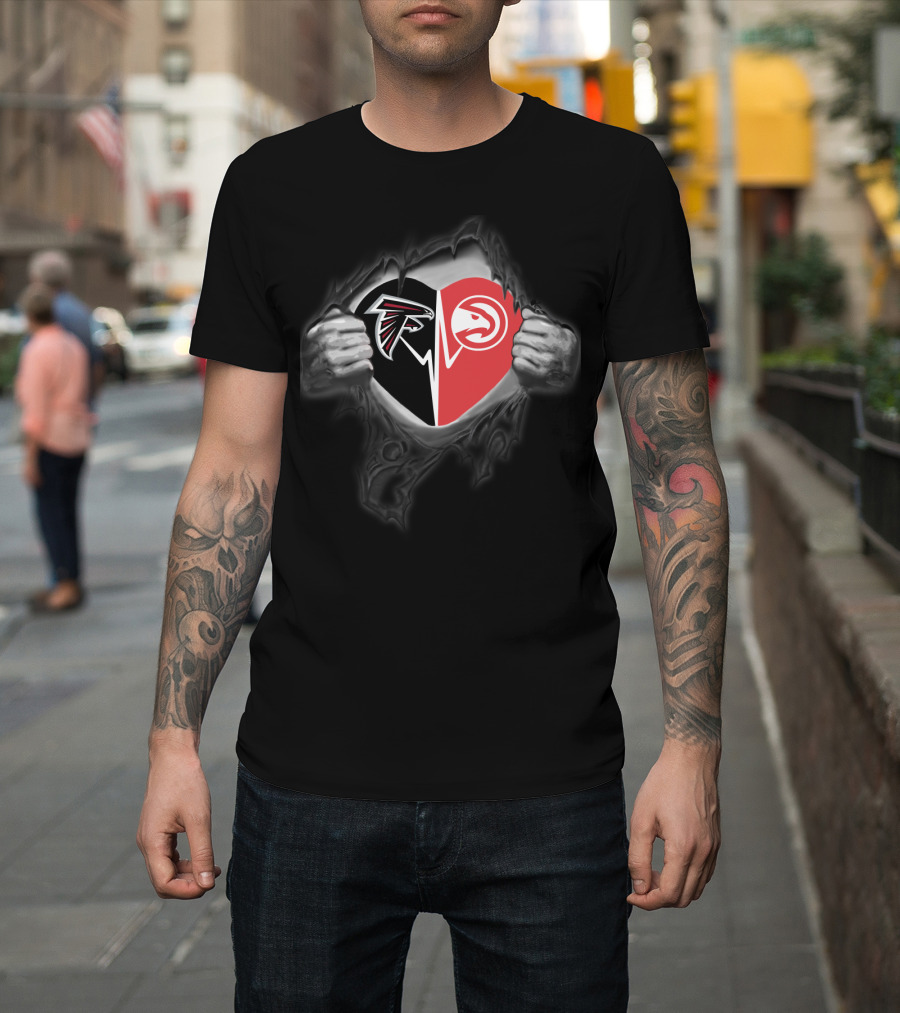 Falcons Atlanta Hawks Heart Logo Combo T-Shirt