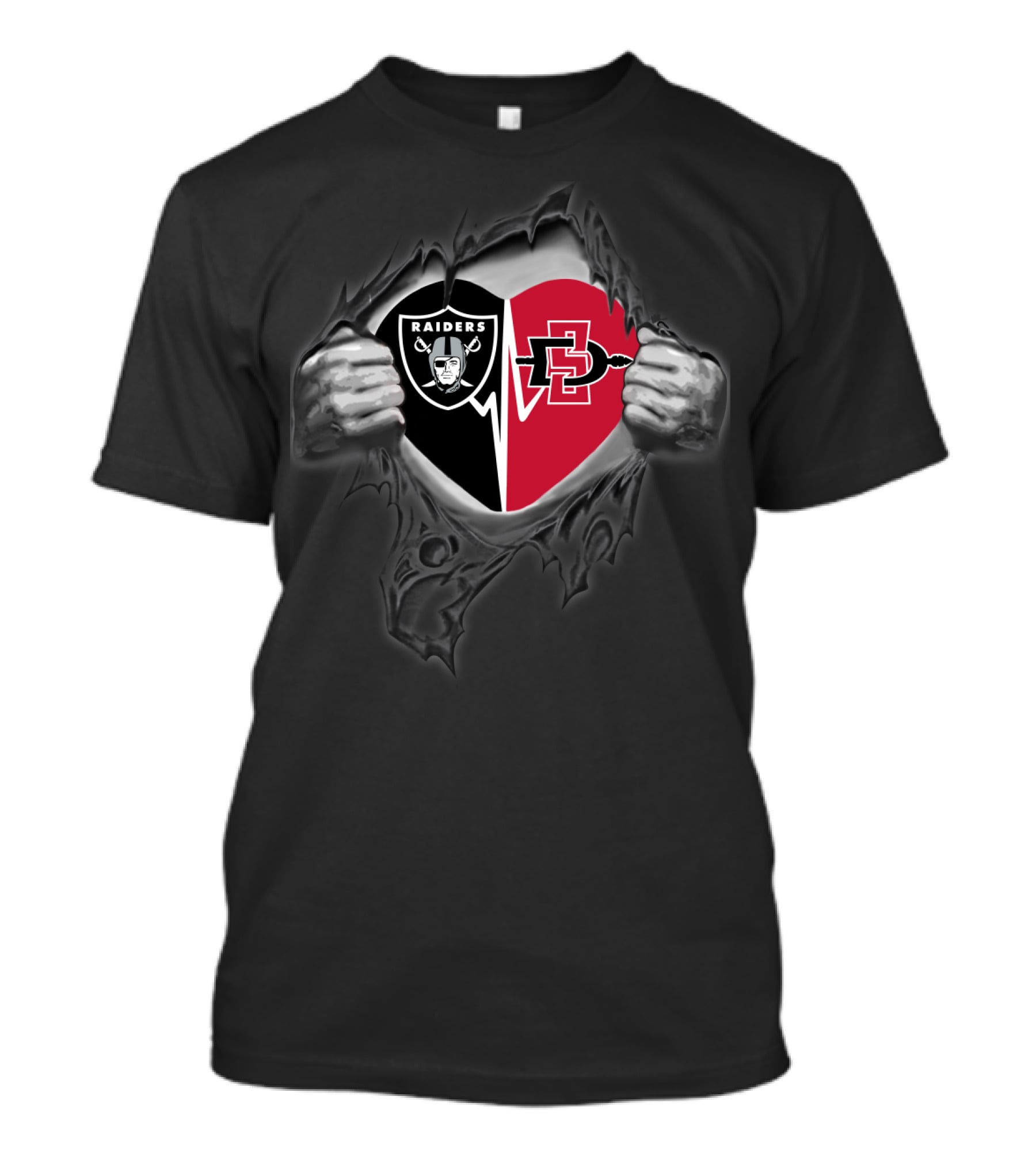 Raiders And San Diego State Aztecs Heart T-Shirt