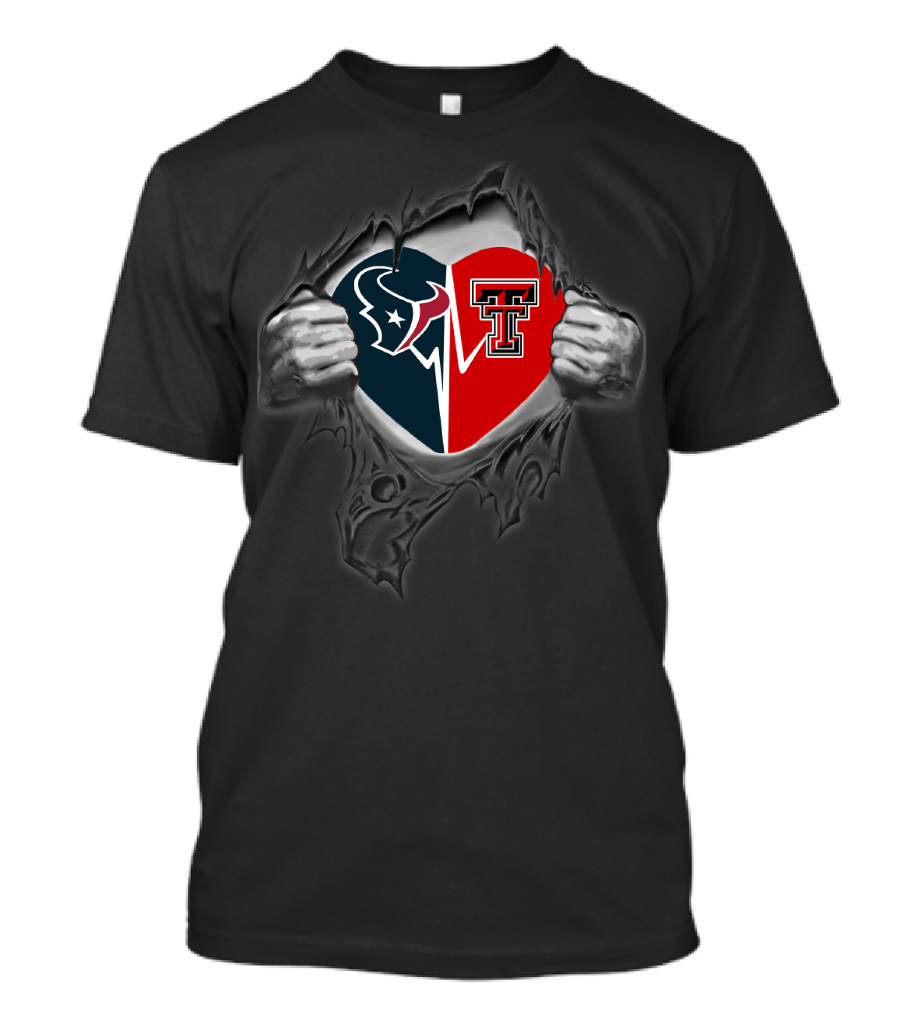 Texans Fan Heartbeat With Texas Tech Red Raiders Partnership T-Shirt