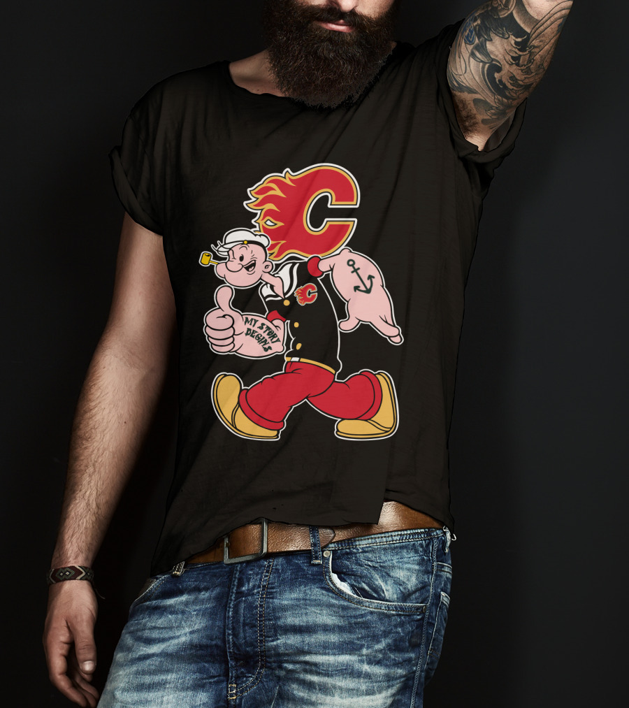 Calgary Flames Popeye My Story Begins Anchor 87 T-Shirt
