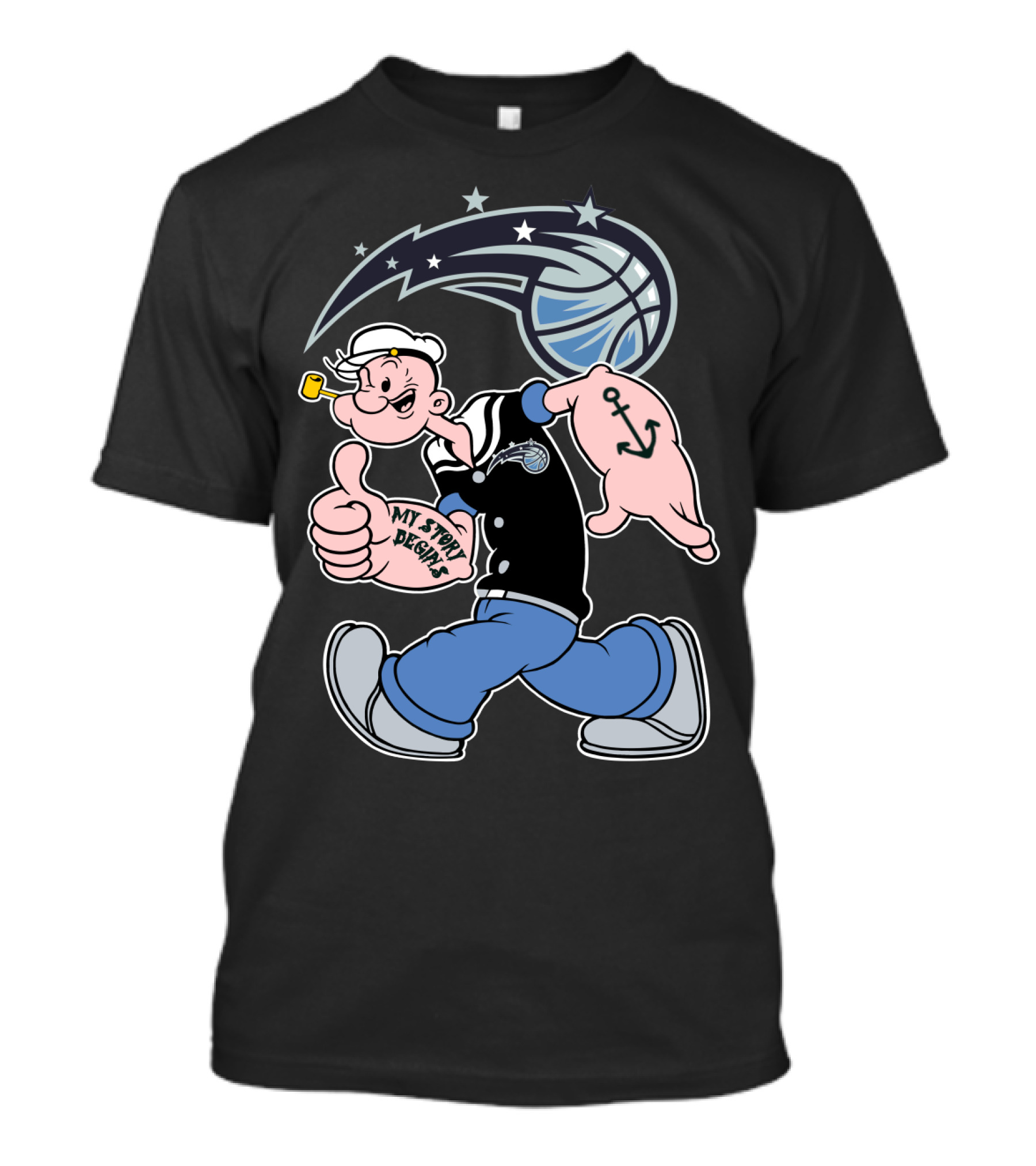 Orlando Magic Popeye My Story Begins Basketball Anchor T-Shirt