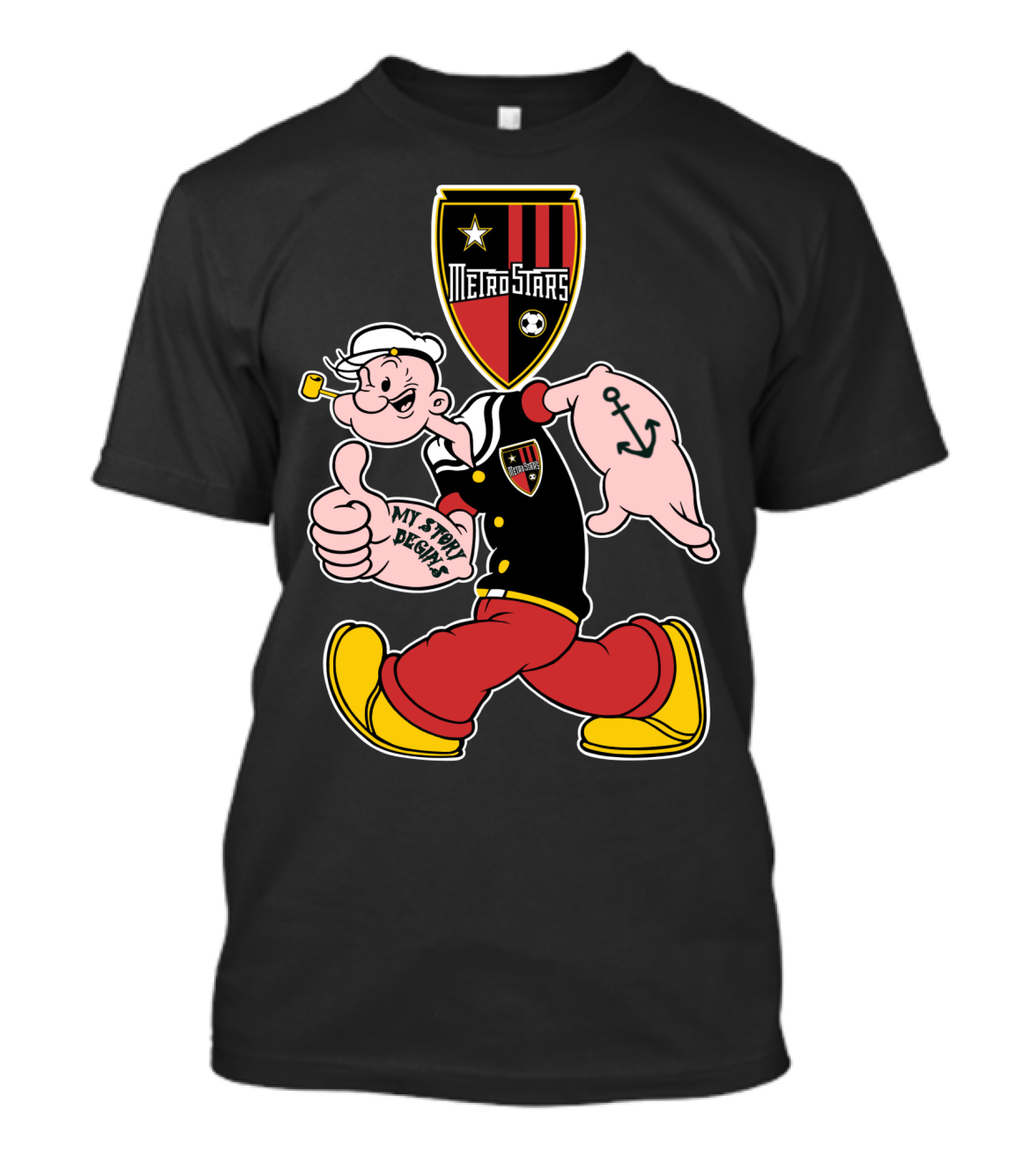 Metrostars My Story Begins Popeye Anchor Soccer T-Shirt