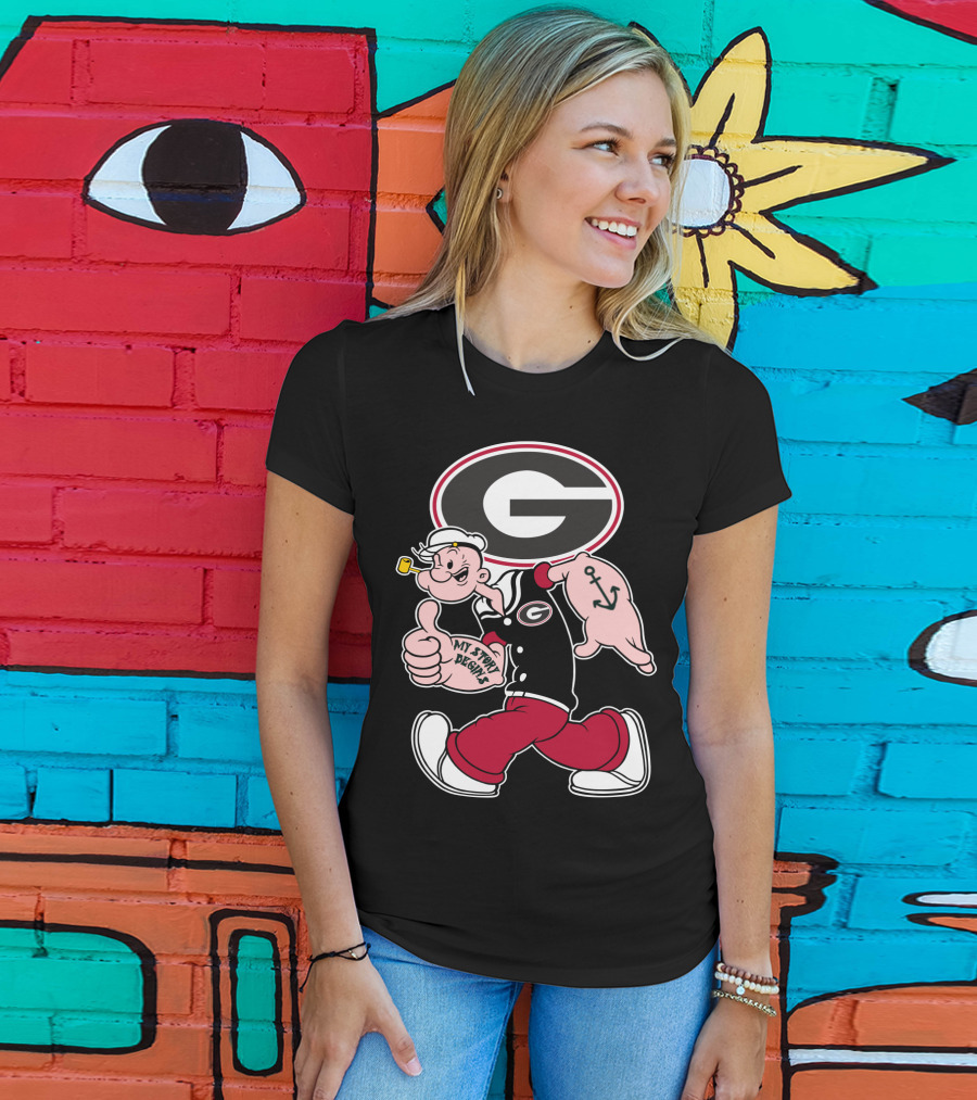 Georgia Bulldogs Popeye My Story Designs T-Shirt