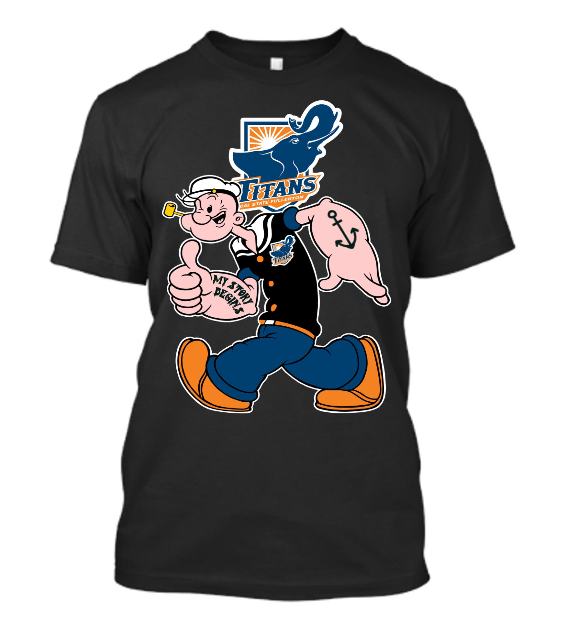 Cal State Fullerton Titans Popeye My Story Begins Anchor T-Shirt