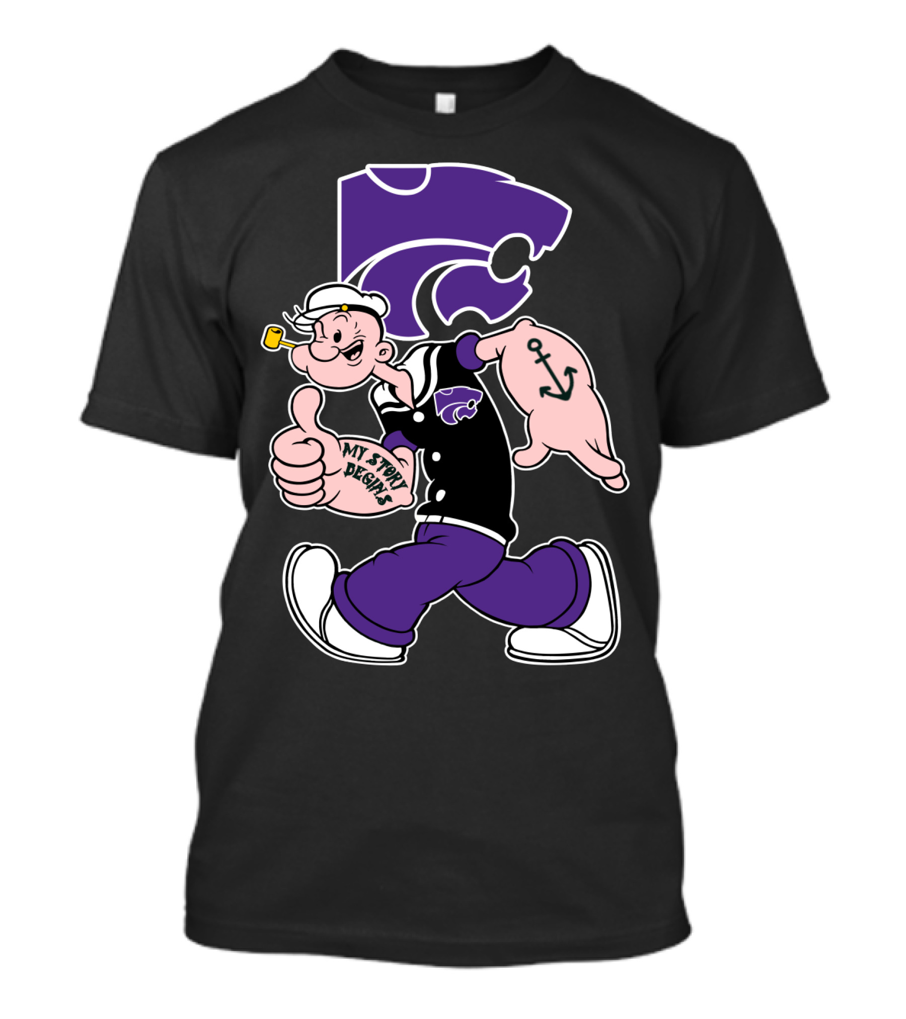 My Story Designs Kansas State Wildcats Popeye Anchor T-Shirt