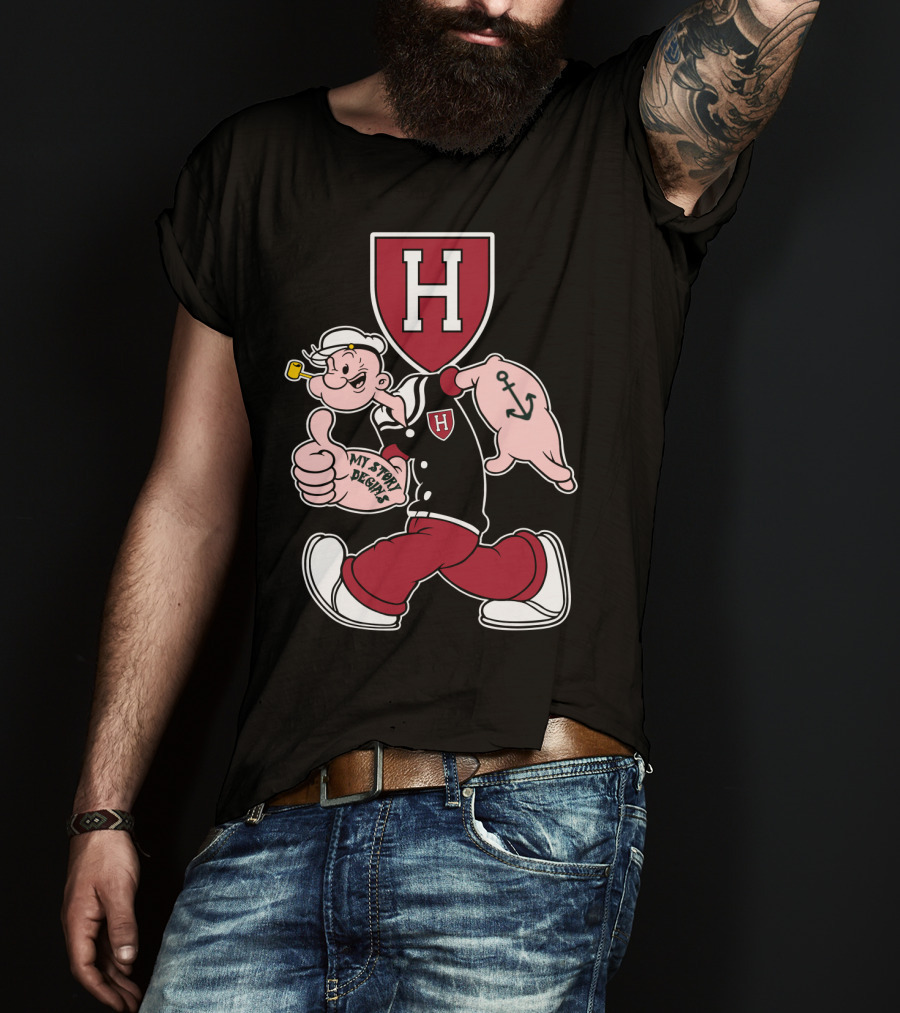 Harvard Crimson Popeye My Story Designs T-Shirt