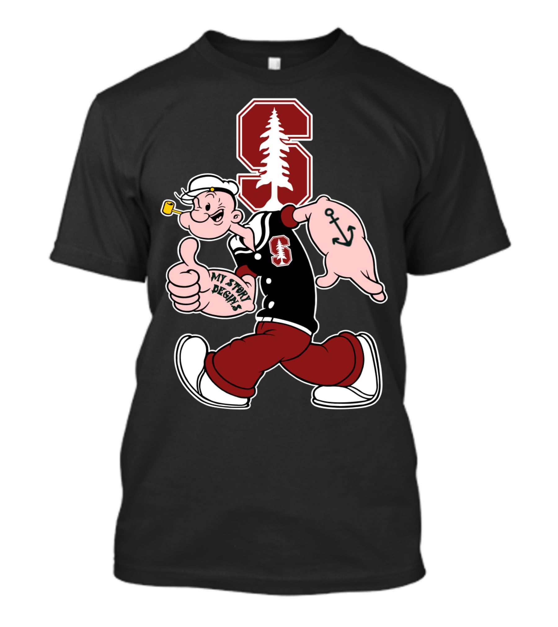 Stanford Cardinal Popeye Anchor My Story Designs T-Shirt