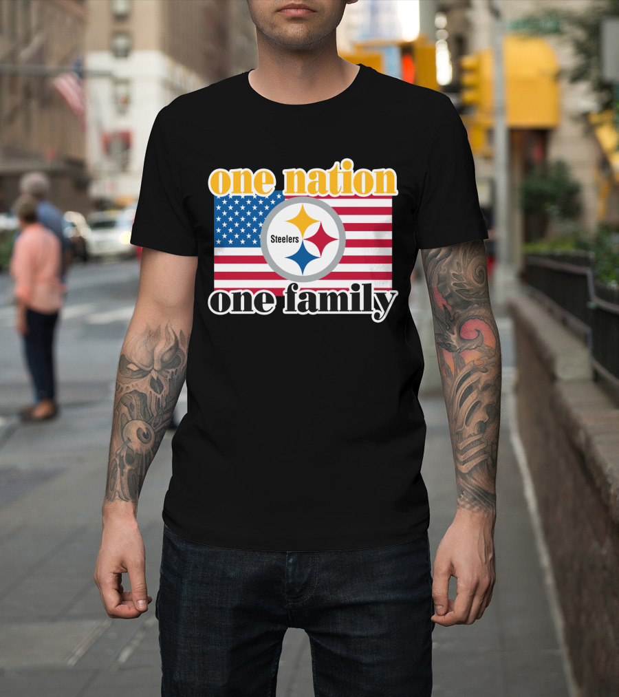 One Nation One Family Steelers American Flag T-Shirt