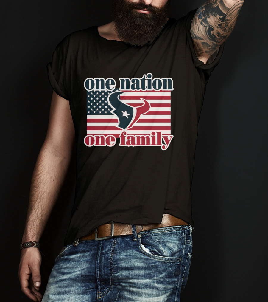One Nation One Family Houston Texans American Flag T-Shirt