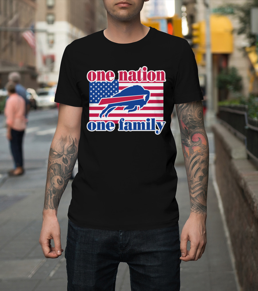 One Nation One Family Buffalo Bills Usa Flag T-Shirt