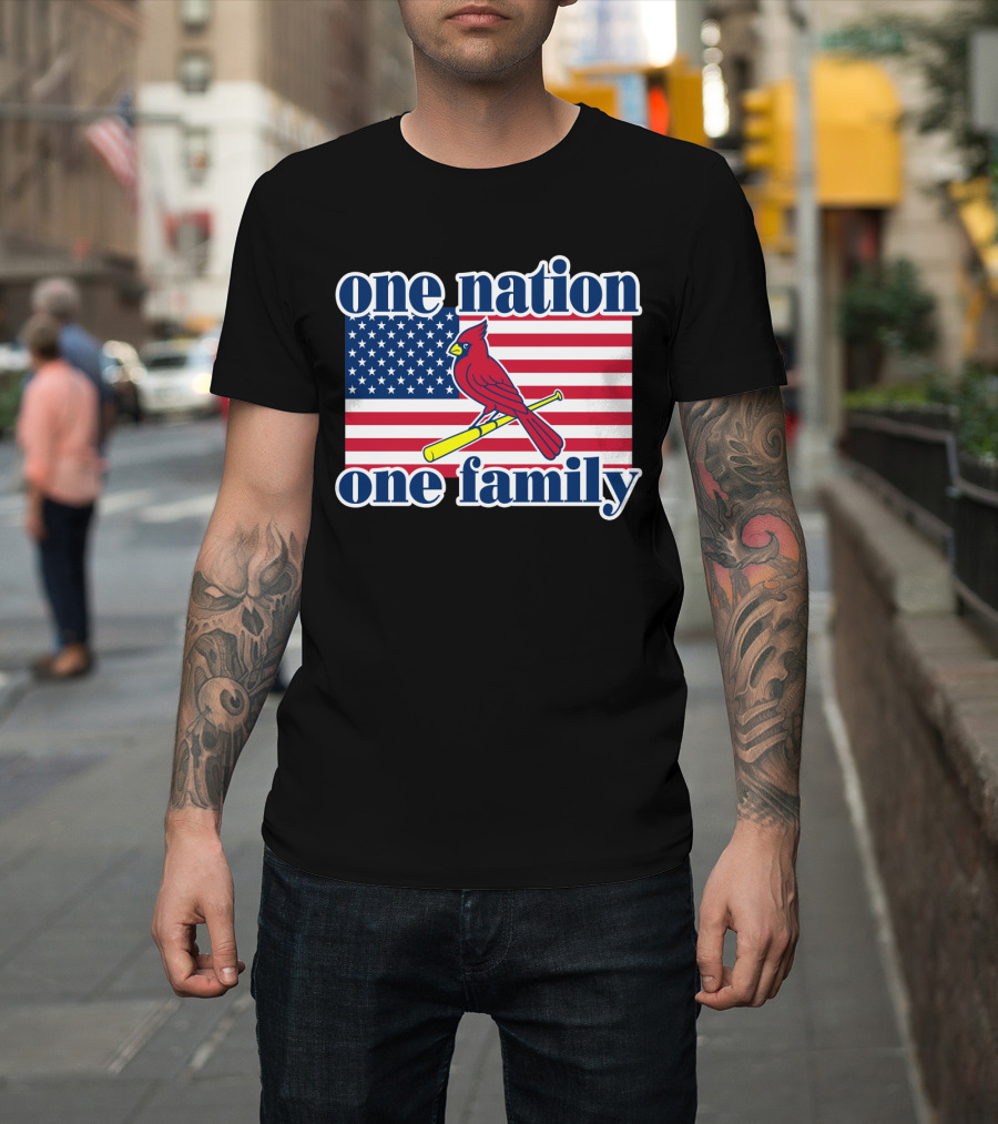 One Nation One Family St Louis Cardinals Flag T-Shirt