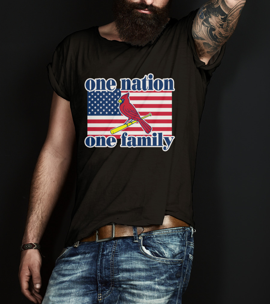 One Nation One Family St Louis Cardinals Flag T-Shirt