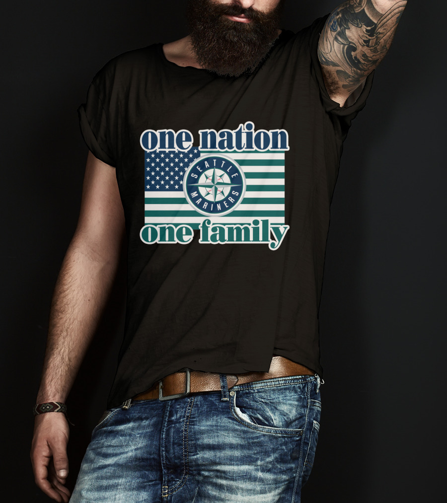 One Nation One Family Seattle Mariners Flag T-Shirt