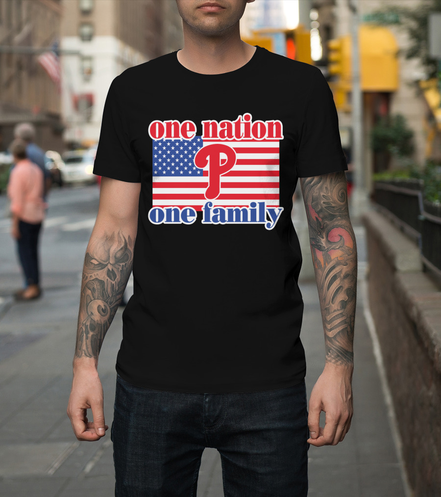 One Nation One Family Phillies American Flag T-Shirt