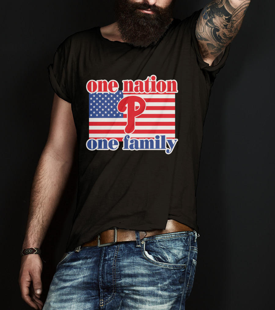 One Nation One Family Phillies American Flag T-Shirt