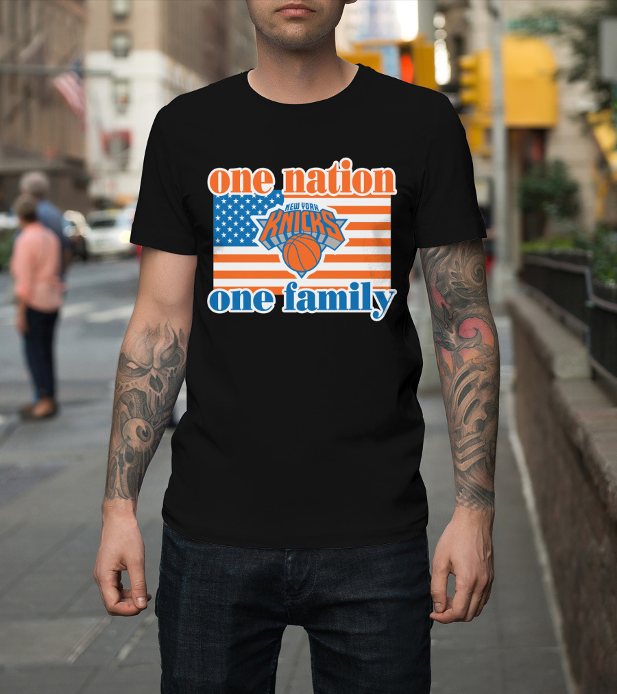 One Nation One Family New York Knicks 71 American Flag Basketball T-Shirt