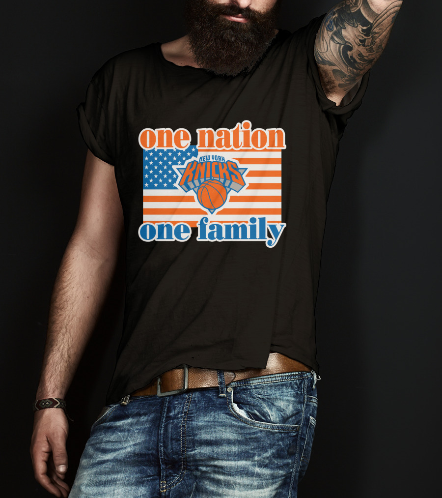 One Nation One Family New York Knicks 71 American Flag Basketball T-Shirt