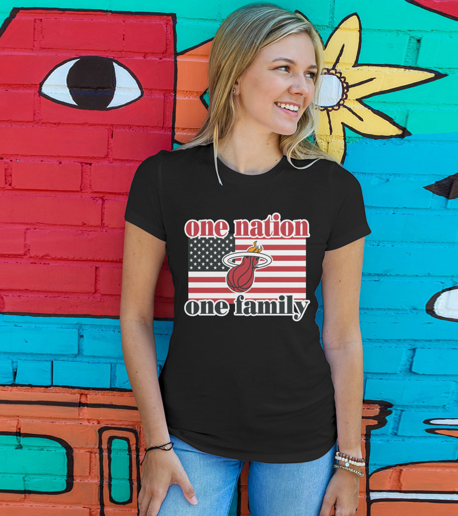 One Nation One Family Miami Heat American Flag T-Shirt