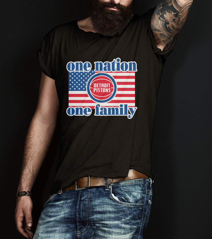 One Nation One Family Detroit Pistons 81 Usa Flag T-Shirt