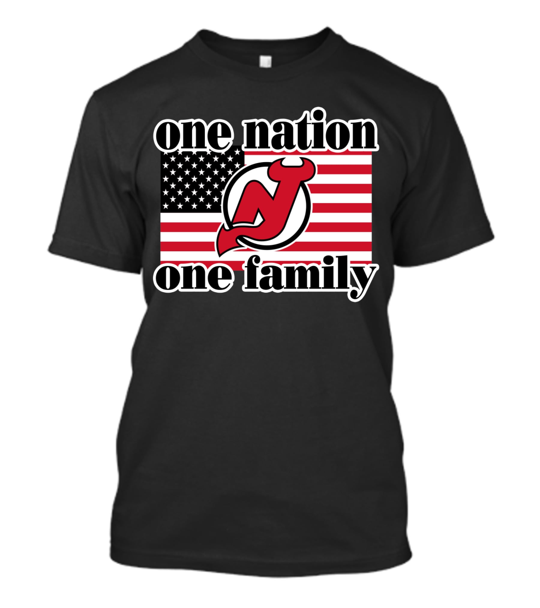 One Nation One Family New Jersey Devils American Flag T-Shirt