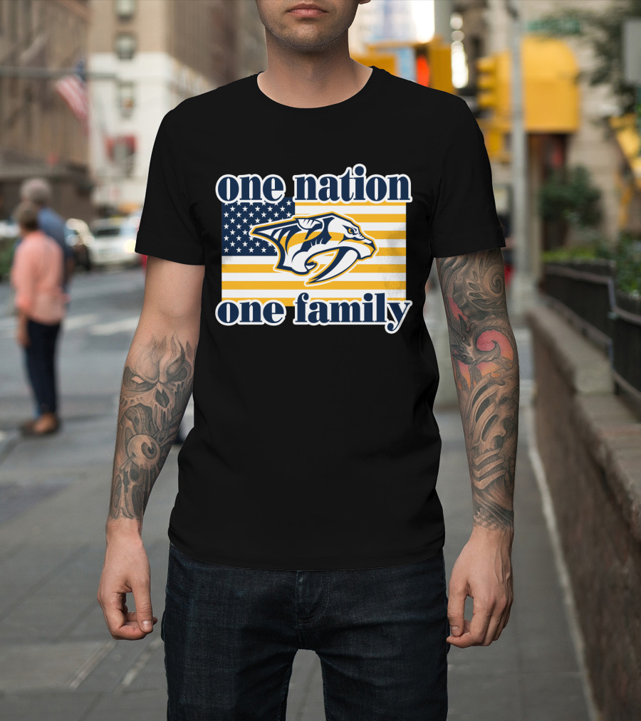One Nation One Family Nashville Predators American Flag T-Shirt
