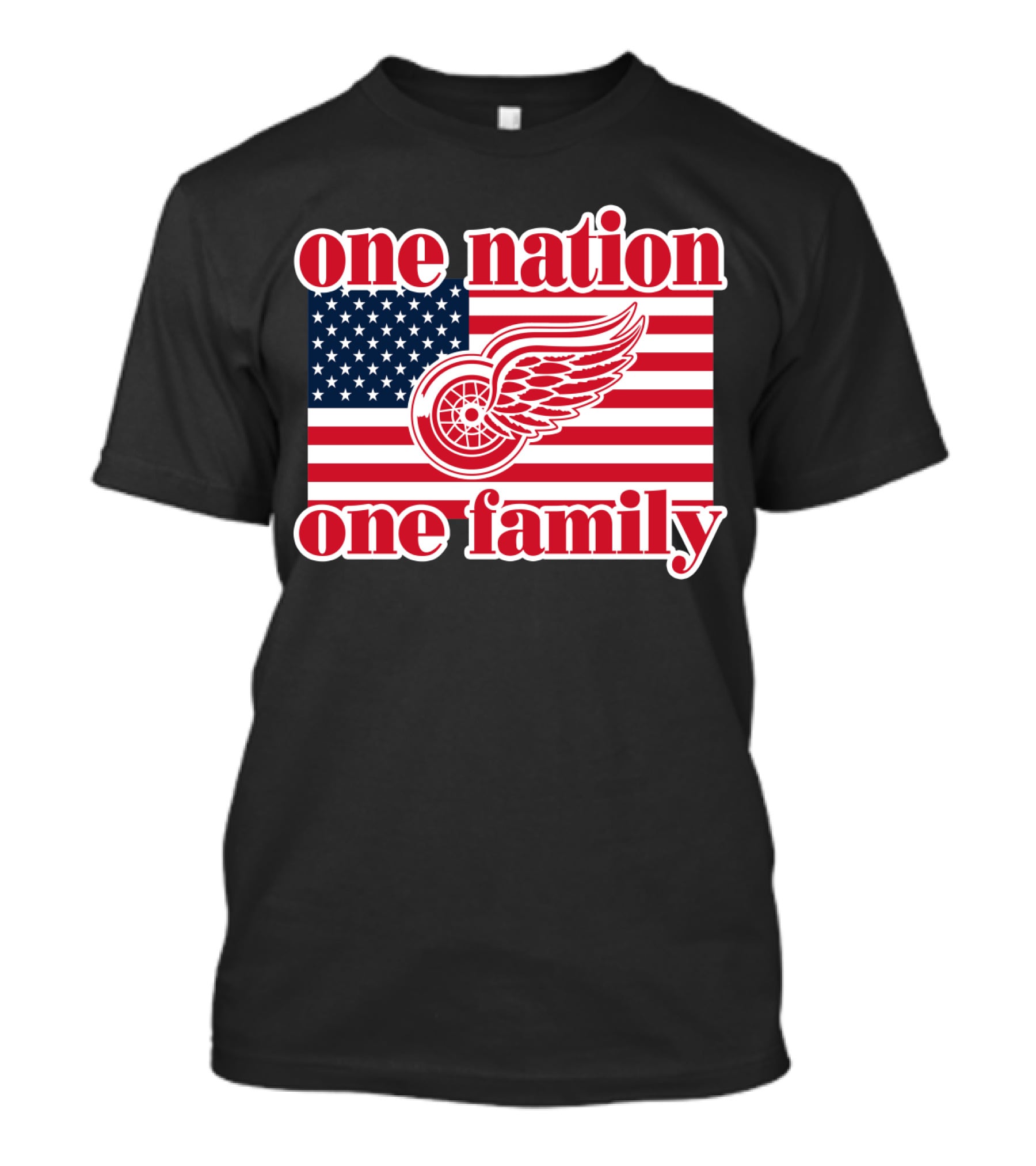 One Nation One Family Detroit Red Wings 105 American Flag T-Shirt