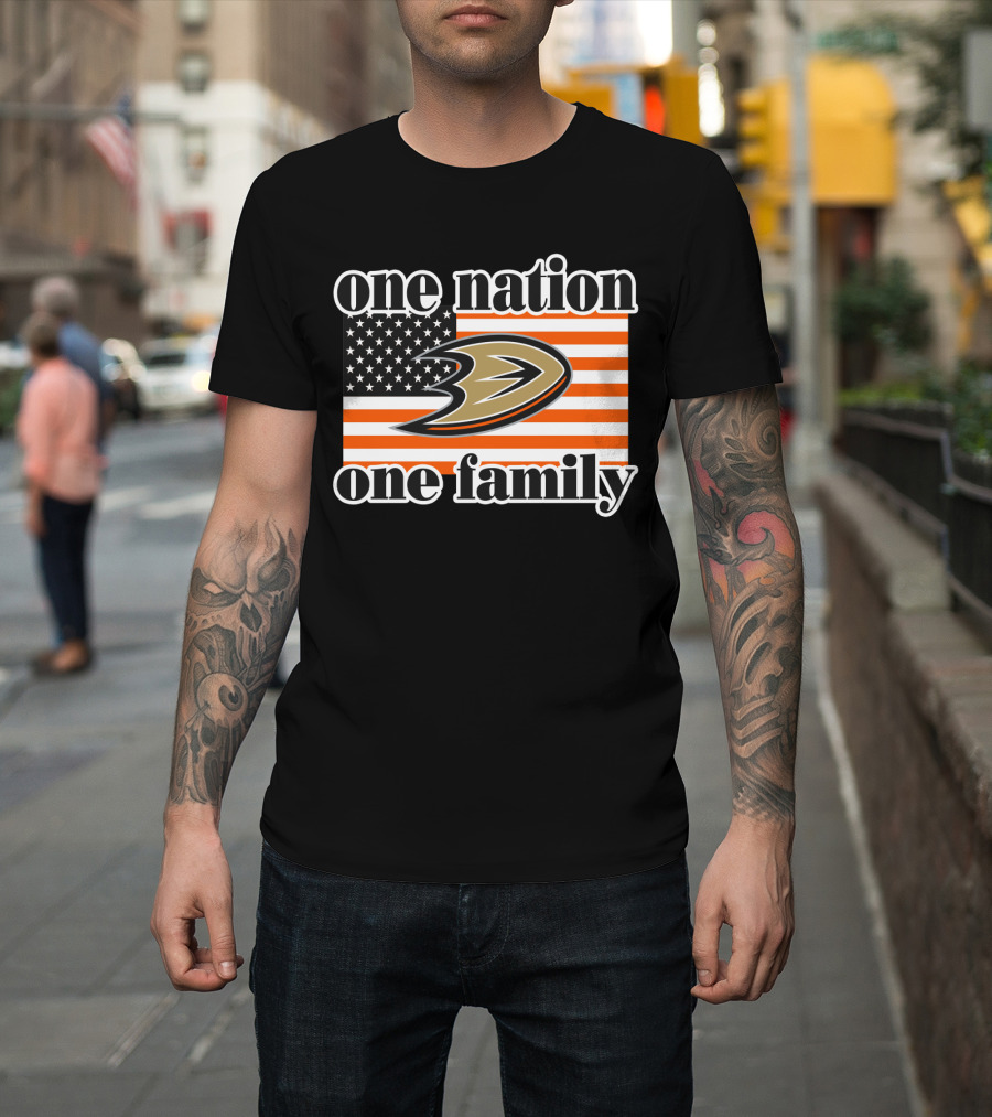 One Nation One Family Anaheim Ducks American Flag T-Shirt