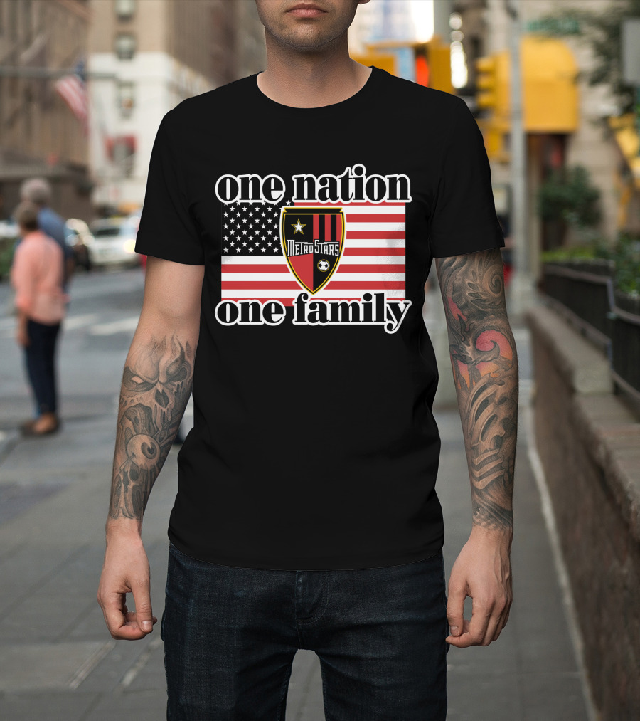One Nation One Family Metrostars 136 Usa Flag Soccer Shield T-Shirt
