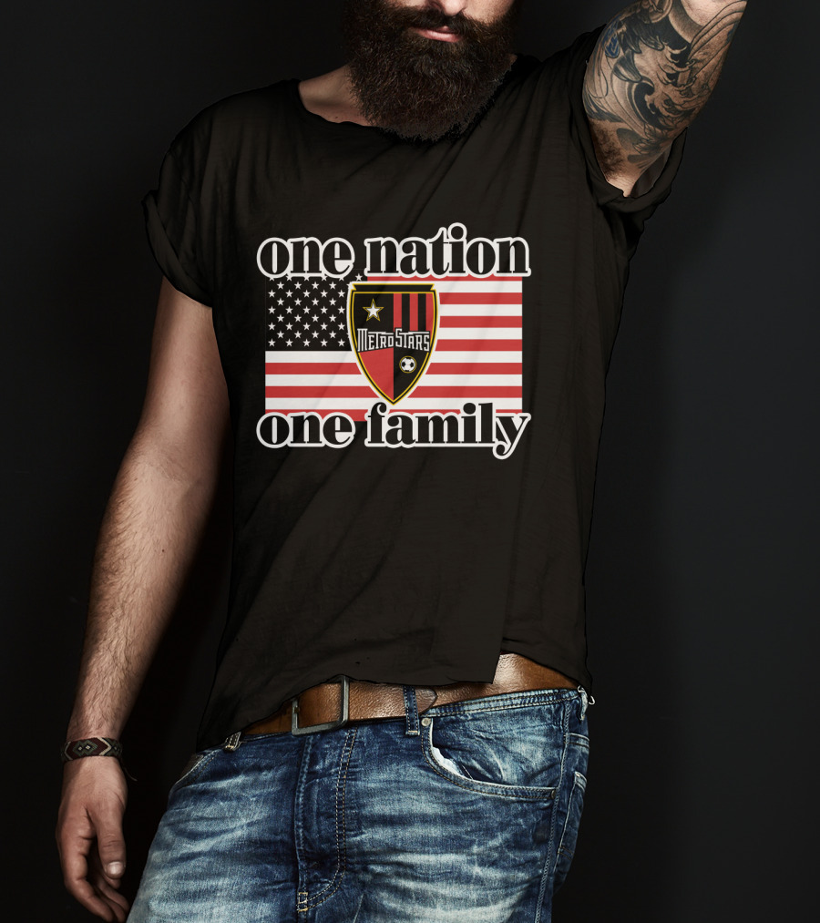 One Nation One Family Metrostars 136 Usa Flag Soccer Shield T-Shirt