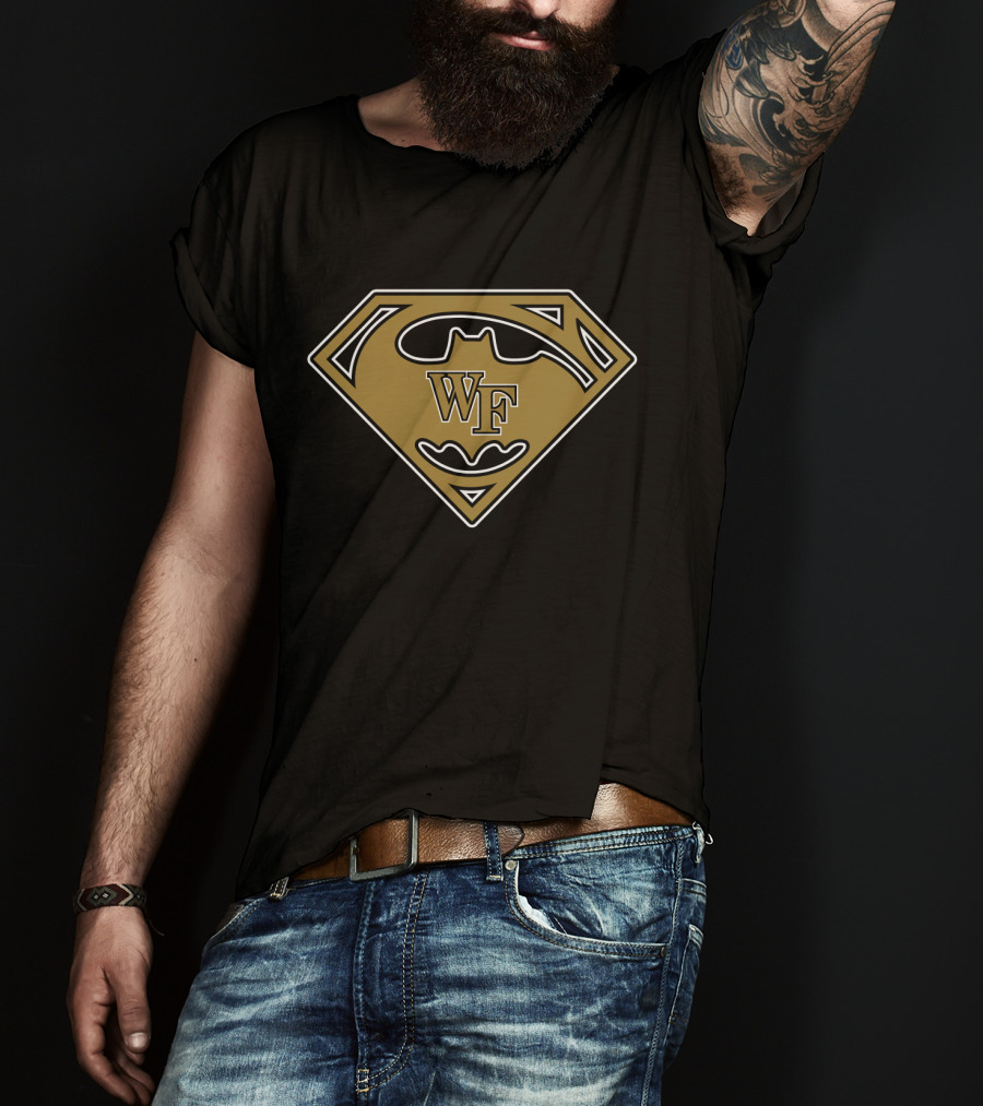 Wf Superhero Logo Combo Black And Gold T-Shirt